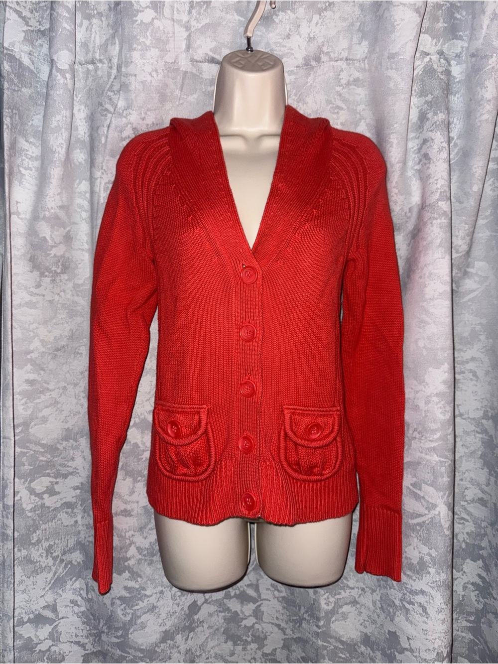 Old Navy Red Hooded Button-Front Cardigan